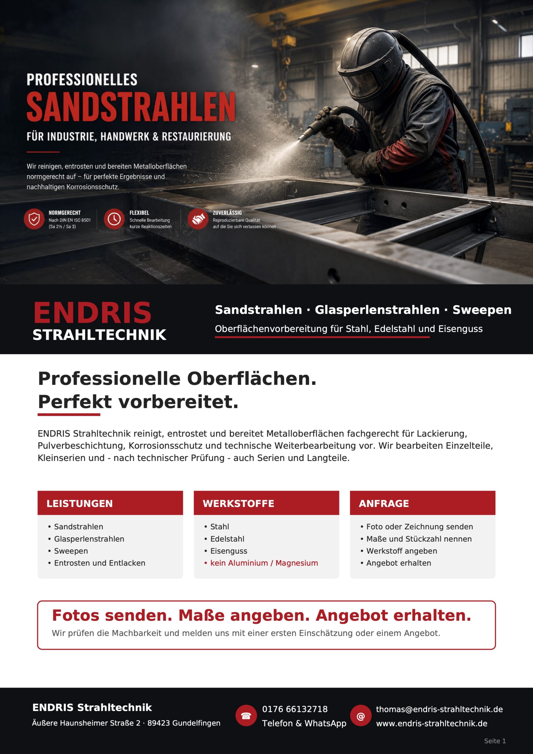 ENDRIS Strahltechnik Prospekt Seite 1